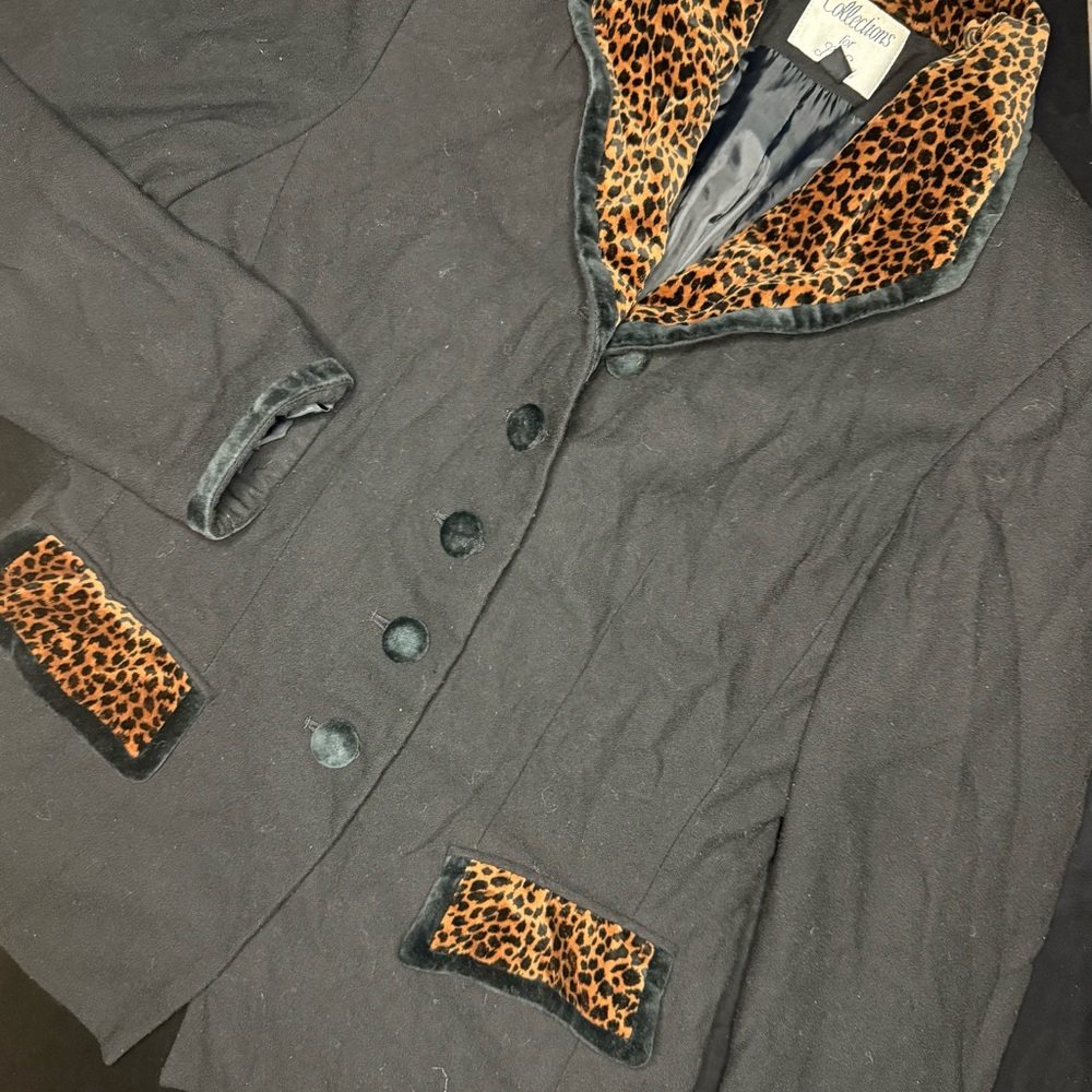 Recollections Black Jacket with Leopard Accents